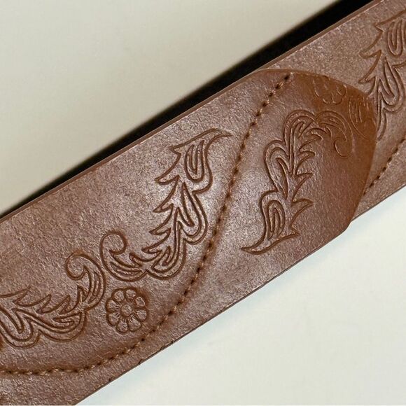 Vintage Y2K Nine & Co Embossed Brown Leather Belt XL - Picture 3 of 10